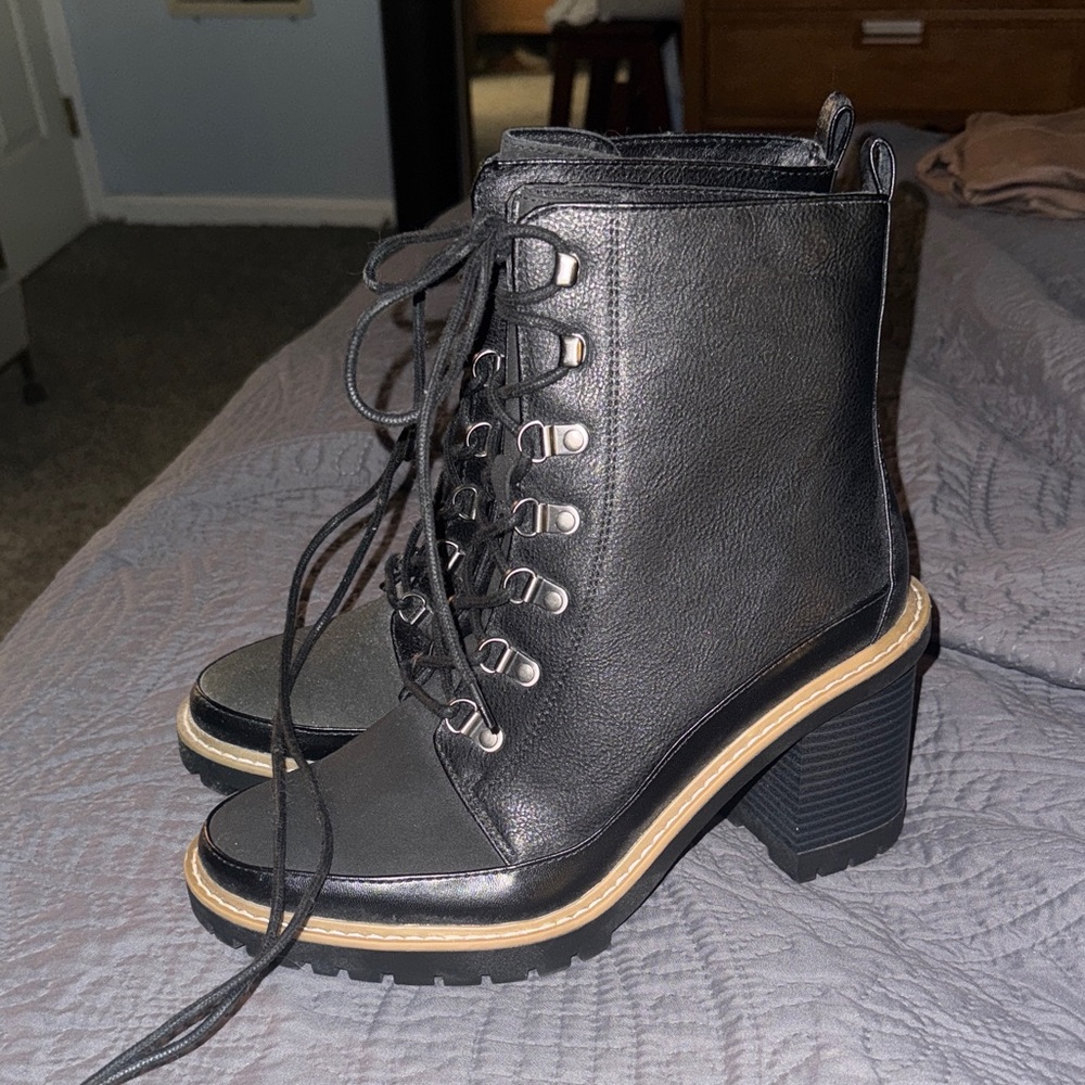 Black Lace-Up Ankle Boots